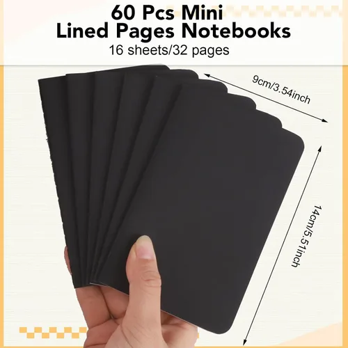 Vista 2 de BESARME 60 PCS Mini Notebooks Bulk, A6 Lined Pages, Black Cover Pocket Notebook, back to school supplies, compact journal for notes, planning