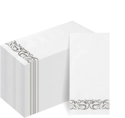 Vista 7 de Goodluck Paquete de 100 unidades de toallas de invitados con tacto de lino desechables – Toallas de mano de papel suaves y absorbentes para baño