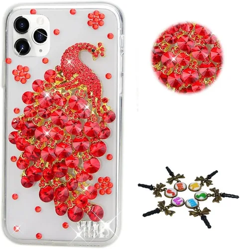 Vista 11 de Sparkle Case Compatible con Samsung Galaxy Z Flip 2 5G - Elegante - Funda 3D hecha a mano con corona brillante y labios sexy para niñas de tacón