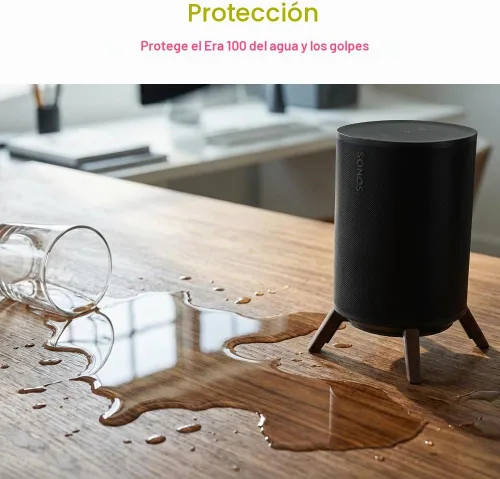 Vista 5 de Soporte de escritorio de madera Soporte de trípode de madera para Sonos Era 100 Alexa Altavoz