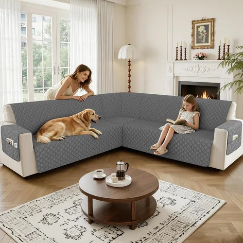 Vista 6 de Arfntevss Fundas impermeables para sofá modular en forma de L, lavable, de terciopelo, para sofá seccional, antideslizantes, fundas de esquina