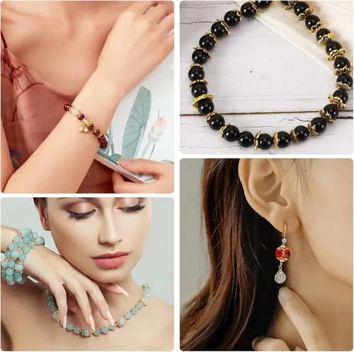 Vista 14 de FEBSNOW Alrededor de 160 cuentas espaciadoras, estilo Bali, mezcla de plata tibetana y oro antiguo para pulseras, collares, aretes, suministros