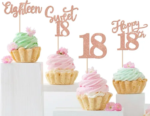 Vista 55 de Rsstarxi Paquete de 24 adornos con purpurina para cupcakes de 30 cumpleaños, treinta y 30 fabulosas selecciones de cupcakes, decoraciones para feliz