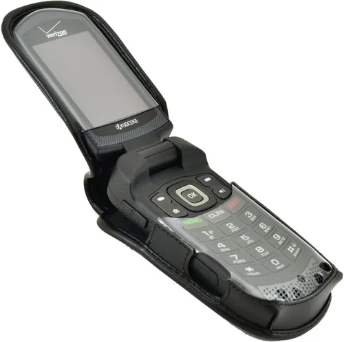 Vista 5 de Turtleback Funda ajustada para Kyocera DuraXV Flip Phone Negro Cuero Giratorio Clip de Cinturón Desmontable