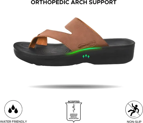 Vista 5 de AEROTHOTIC - Sandalias con soporte de arco cómodas para mujer, con punta dividida, estilo elegante, con almohadilla y correa, con plantilla