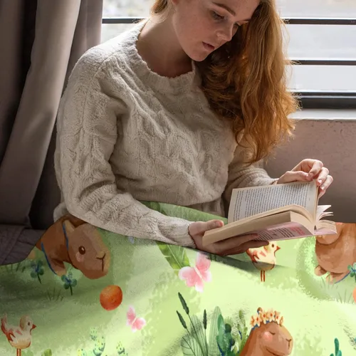 Vista 3 de Cabybara - Manta de franela Capybara ultrasuave y bonita para niños y niñas, manta de felpa acogedora y divertida de animales, regalo divertido
