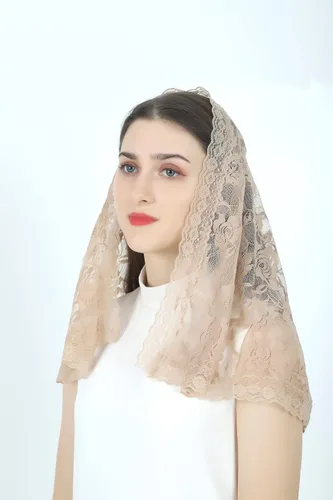 Vista 33 de Velo de mantilla de encaje suave y cómodo, 7 colores, estilo español, velo de encaje, cubierta de cabeza, forma de D