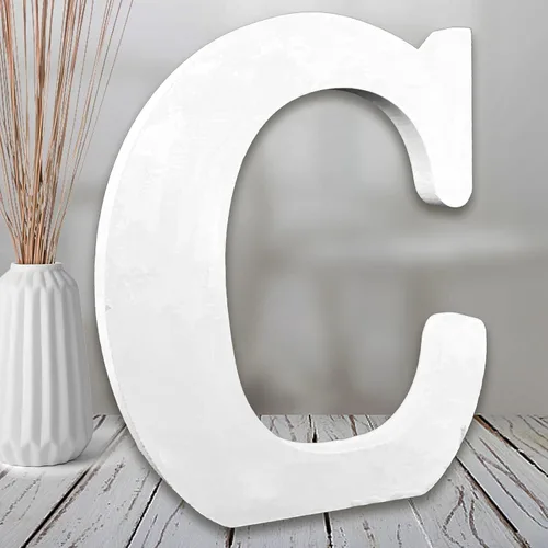 Vista 15 de AOCEAN Letras de madera blanca de 8 pulgadas, letras de madera sin terminar para pared, letras decorativas de pie en rodajas, decoración de tablero