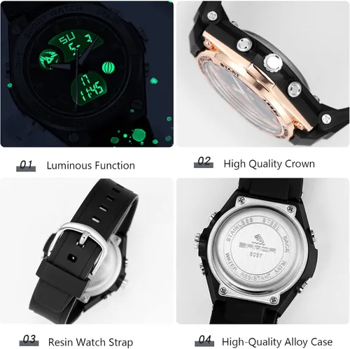Vista 4 de RORIOS Reloj deportivo para hombre, relojes digitales con alarma, relojes de pulsera luminosos, multifunción, reloj militar para niños y hombres