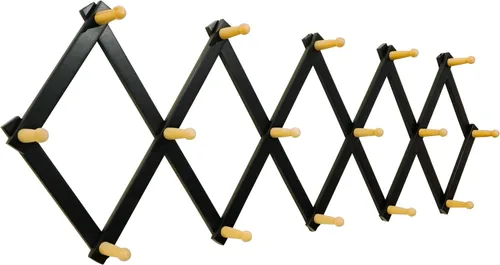 Vista 45 de SKOLOO Perchero de pared para sombreros con 14 ganchos, de madera maciza, moderno, perchero de pared expandible para abrigos, sombreros, bolsos