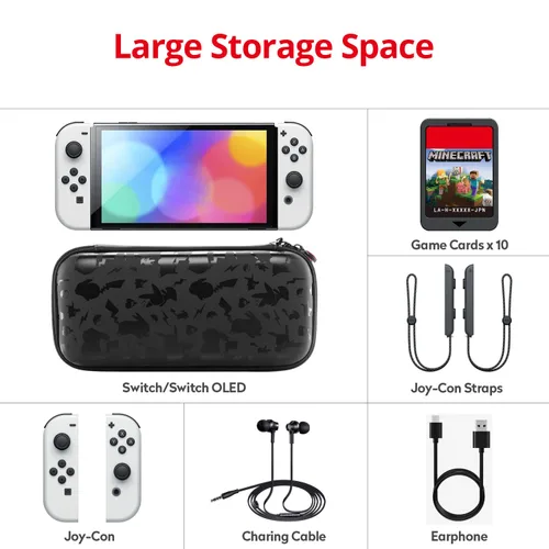 Vista 3 de CampFENSE Carrying Case for SwitchSwitch OLED, Protective Hard Shell Travel Carry Case compatible with Console & Accessories, with 10 Game Card
