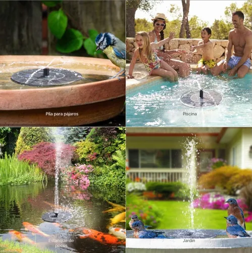 Vista 8 de Bomba de agua de fuente solar para baño de pájaros, bomba de fuente de agua flotante con energía solar para baño de pájaros, jardín, estanque
