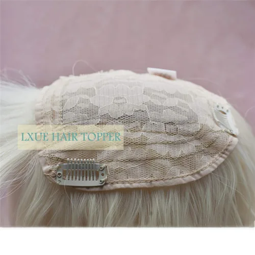 Vista 4 de LXUE Extensiones de cabello ondulado profundo con clip con flequillo para mujeres con cabello delgado, 12 pulgadas, rubio 613# 613# Rubio