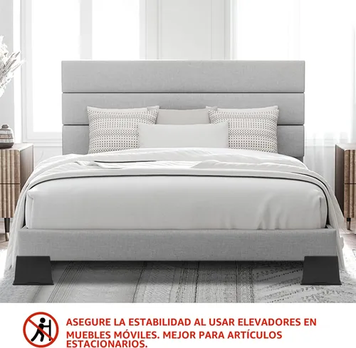 Vista 3 de Paquete de 4 elevadores de cama de 6 pulgadas, resistentes, elevadores de muebles de gran tamaño, elevadores de cama extra anchos para mesa, sofá