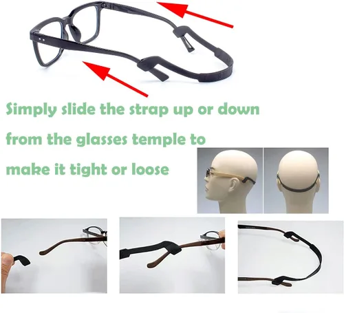 Vista 4 de Retenedores de gafas de la correa de las gafas, correa de gafas de silicona, correas elásticas antideslizantes para gafas de sol deportivas, 3