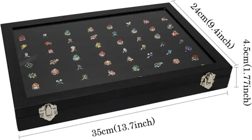 Vista 6 de Wuligirl - Bandeja organizadora de anillos con 100 ranuras y tapa transparente, organizador apilable de joyas como aretes, collares y anillos