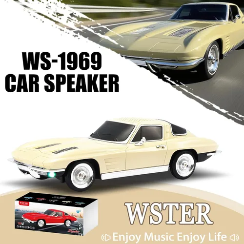 Vista 2 de WSTER WS-1969 Retro Sports Car Bluetooth Replica Altavoz - Modelo inalámbrico portátil con sonido HD, emparejamiento estéreo TWS, radio FM