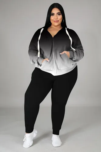 Vista 4 de Tycorwd Conjunto deportivo de dos piezas para mujer, talla grande, conjunto de sudadera de manga larga