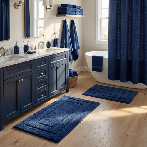 Vista 30 de GRANNY SAYS Juego de 2 alfombras de baño suaves para baño, alfombras de baño antideslizantes y lavables, alfombras de baño absorbentes para bañera