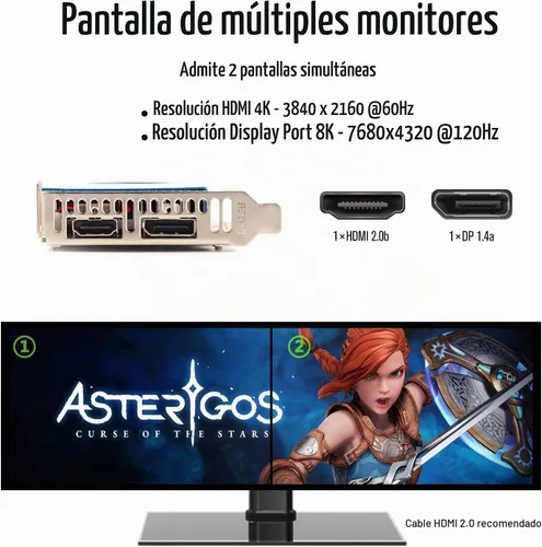 Vista 4 de GTX 1650 4GB Low Profile Graphics Card DP y HDMI, GDDR5 de 128 bits, PCIe 3.0 x16, DirectX 12 OpenGL 4.6, HDCP 2.2 Puertos HDMI y DP