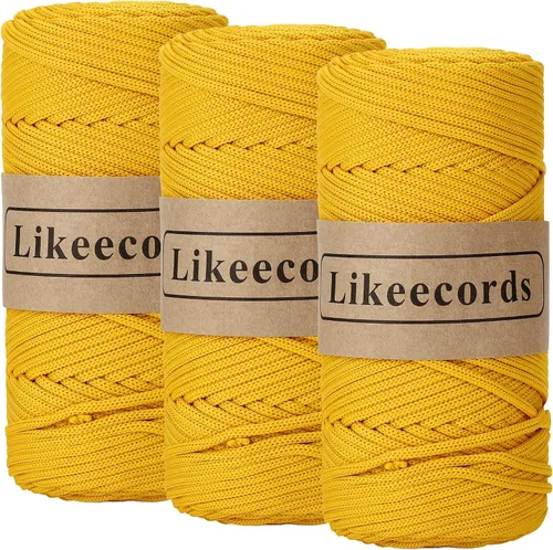 Vista 10 de Likeecords Cordón de macramé trenzado de poliéster de 0.157 in, 140 yardas, 426 pies, hilo elástico para bolsa de ganchillo para manualidades