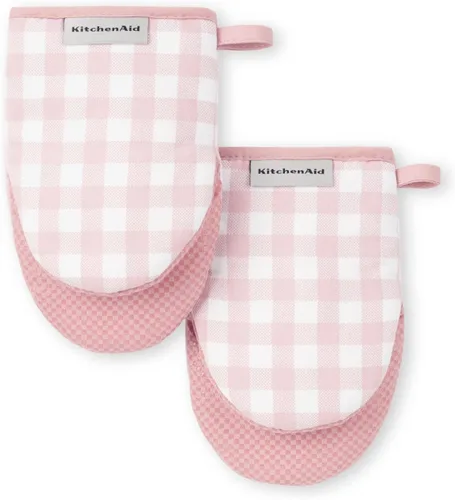 Vista 13 de Juego de 2 manoplas mini para horno Kitchenaid Gingham, Terciopelo Azul, 5.5"x8
