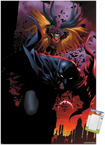 Vista 12 de Trends International DC Comics Batman - Póster de pared de ataque de Batman y Robin, 22.4 pulgadas de largo x 14.7 pulgadas, versión enmarcada