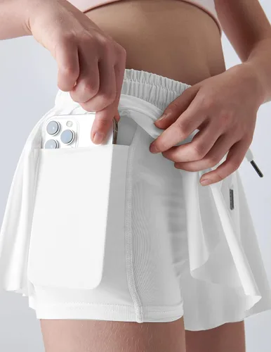 Vista 5 de Paquete de 3 pantalones cortos fluidos para niñas con forro de elastano, 2 en 1, faldas de mariposa para jóvenes, para fitness, correr, deportes