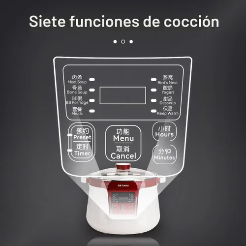 Vista 2 de Olla de guiso eléctrica TIANJI, olla de cerámica para sopa, postres, nido de pájaro, múltiples forros de cerámica, DGD32-32CG