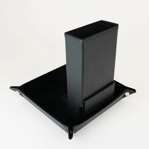 Vista 6 de FanRoll - Torre de dados plegable: negro, juego de rol, accesorios para Dungeons and Dragons