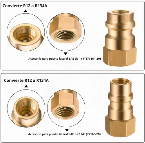 Vista 3 de Mudder 4 piezas R-12 a R-134a Kit de reequipamiento adaptador de CA SAE