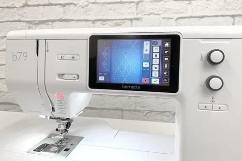 Vista 3 de Bernette B79 - Máquina de coser y bordar computarizada con pantalla táctil a color de 5 pulgadas, perillas multifunción, 4 LEDs y espacio de costura