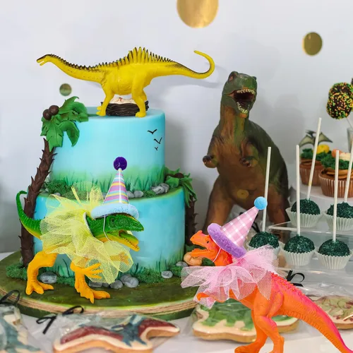 Vista 4 de Weysat 27 piezas de decoración de pastel de dinosaurio para fiesta