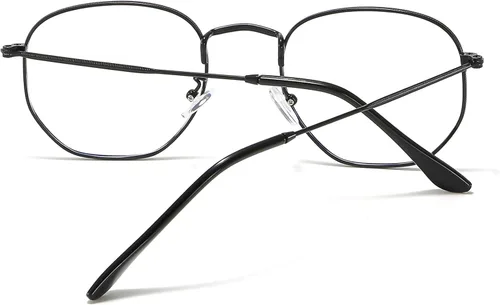 Vista 7 de Lentes hexagonales de metal con bloqueo de luz azul, antifatiga ocular para pantallas digitales, marco ligero para hombres y mujeres
