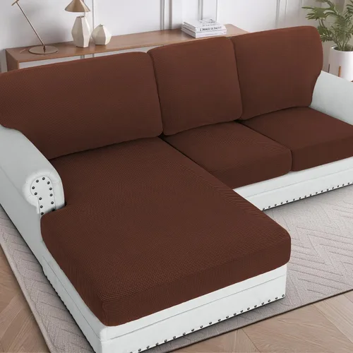 Vista 53 de H.Versailtex - Funda de sofá seccional de 1 pieza, funda deslizante para chaise con forma de L, funda de cojín separada para sofá seccional tanto