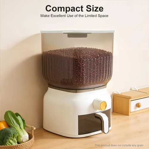 Vista 8 de Dispensador de arroz de 13.2 lbs, contenedor grande de almacenamiento de granos sellados con taza de arroz, dispensador de alimentos, organizador