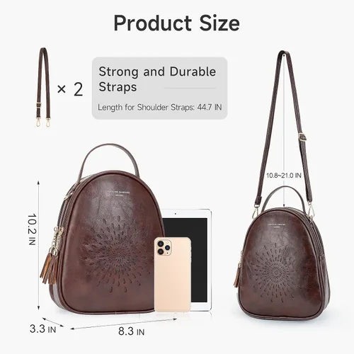 Vista 26 de T1953 Mochila para mujer, de piel sintética, para regalo para niñas y mujeres