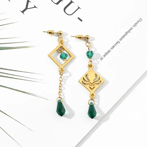 Vista 6 de Genshin Dangle Earrings For Women Girl - Anime Figure Element Eye Of God Anemo Vision Earrings Venti Cosplay Jewelry For Christmas Halloween