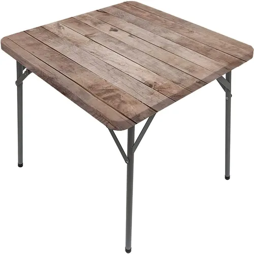 Vista 16 de Mesa cuadrada de tablones de madera, impresión de textura de tablones de madera, borde elástico, adecuada para catering y cocina, apta para mesa