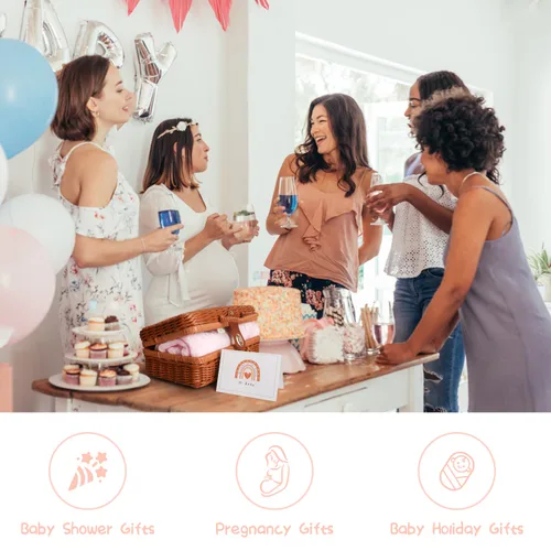 Vista 2 de Regalos para baby shower, cesta de regalos para niña, juego de cosas esenciales para regalo único para bebé, manta adorable para bebé, calcetines