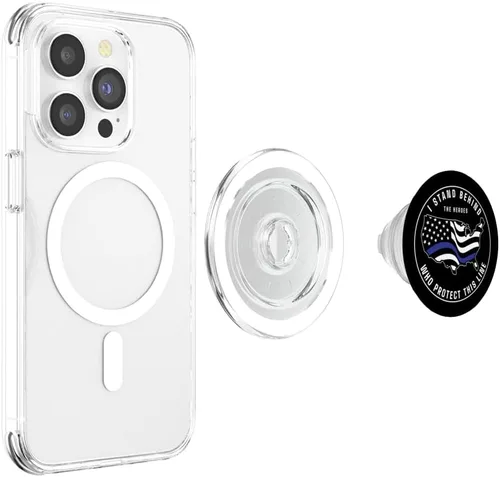 Vista 4 de Back The Blue - Bandera de línea azul delgada bandera de policía PopSockets PopSockets PopGrip: agarre intercambiable para teléfonos y tabletas