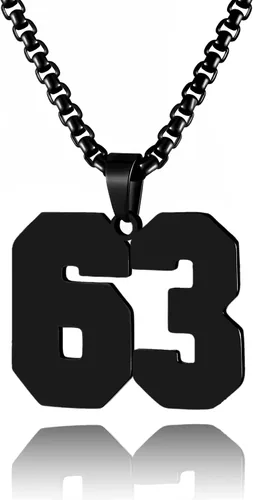 Vista 153 de Collar de Número Dorado para Hombre, Cadena de Acero Inoxidable con Colgante de Número para Atletas, Joyería Deportiva Personalizada para Niños