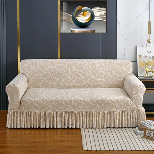 Vista 8 de MIPOPS Funda de sofá estampada elástica para sillón, fundas con patrón con falda lavable, protector de muebles de elastano para sala de estar