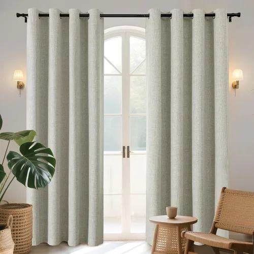 Vista 15 de Joydeco Cortinas opacas de 84 pulgadas de largo, 2 paneles burg, cortinas de oscurecimiento de habitación para dormitorio, cortinas térmicas Negro