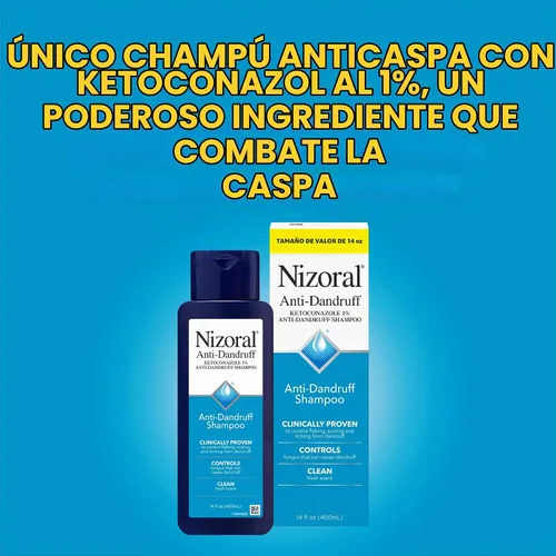 Vista 2 de Nizoral Champú anticaspa con 1% de ketoconazol, 14 onzas líquidas, aroma fresco, champú antifúngico