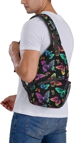 Vista 6 de Bolso bandolera para mujeres y hombres, mochila de viaje para senderismo, bolsa cruzada para el hombro, bolsa de pecho, casual, mochila deportiva