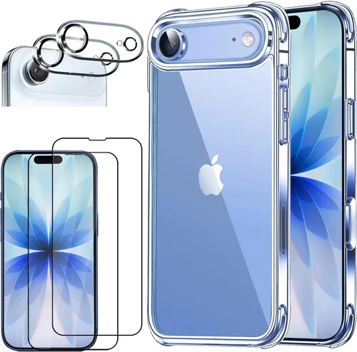 Vista 13 de Funda transparente 5 en 1 para iPhone 12 Pro de 6.1 pulgadas, con 2 protectores de pantalla HD + 2 protectores de lente de cámara, película