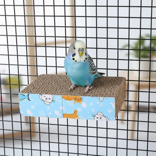 Vista 6 de 2 piezas de juguete para masticar pájaros, soporte de perca de loro, plataforma de molienda de patas, soporte de molienda para guacamayos