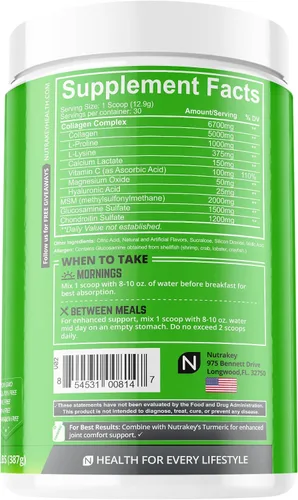 Vista 2 de NutraKey Innoflex Glucosamina con Condroitina, Msm, Ácido Hialurónico y Colágeno