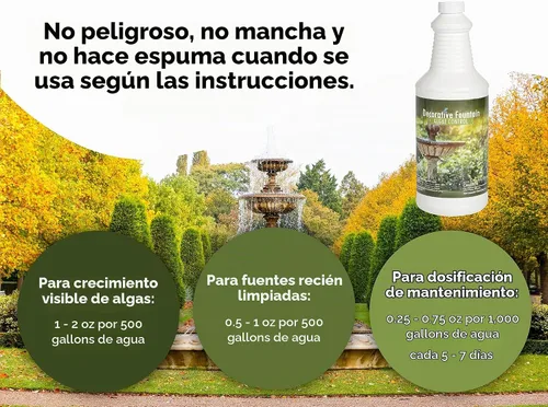 Vista 2 de Fuente de algicida y clarificador, 32 onzas, mata e inhibe todo tipo de crecimiento de algas, formulado para estanques pequeños y características